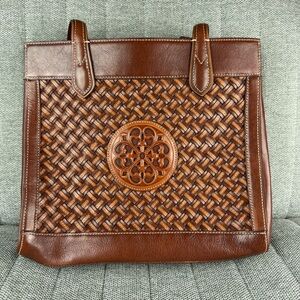 Brighton Ellis Brown Woven Leather Tote